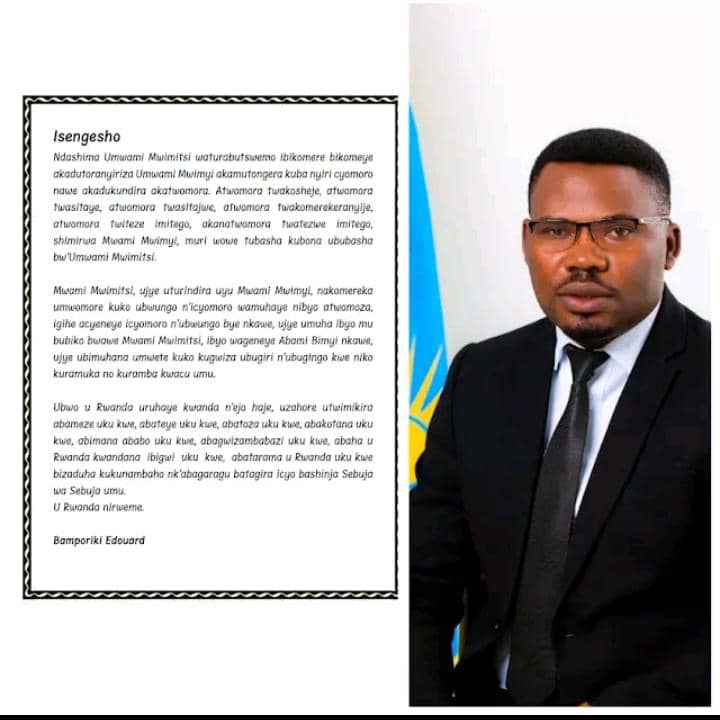 Isengesho Bamporiki Edouard yasenze asabira Abanyarwanda anashimira Perezida Kagame