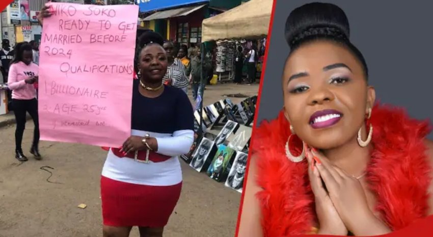 Umuramyikazi yagaragaye mu muhanda afite icyapa avuga ko ashaka umugabo w'umuherwe mbere ya 2024